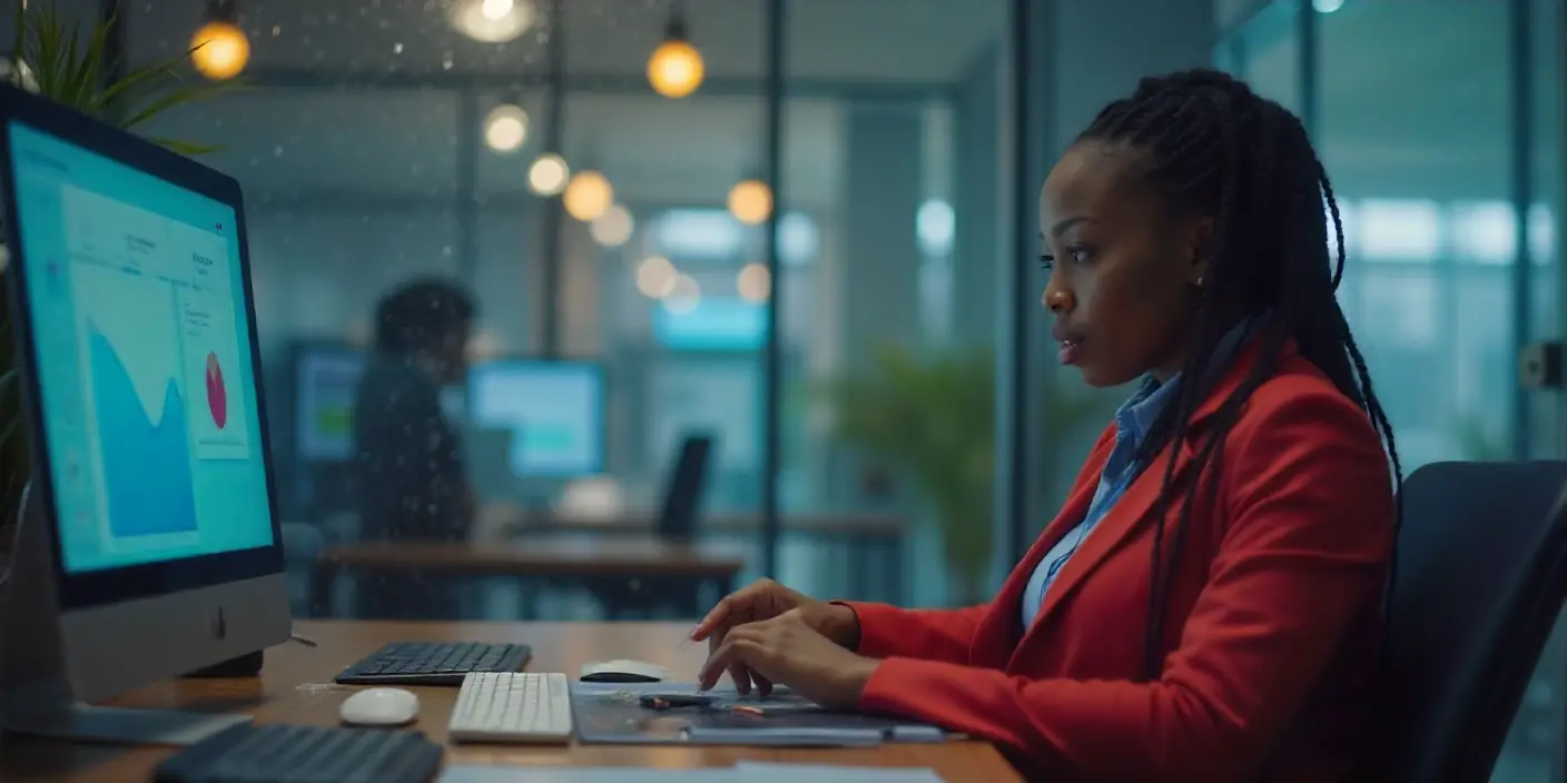 mulher trabalhando em dashboard para ilustrar texto sobre alocação de profissionais