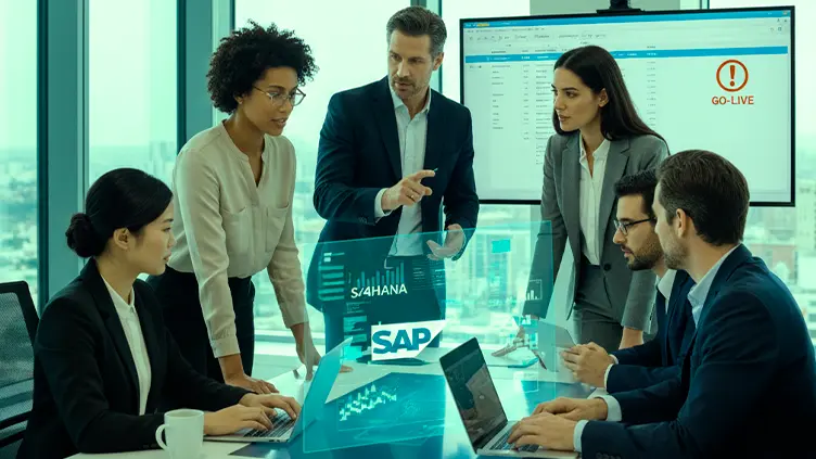 Profissionais em reunião para ilustrar texto sobre SAP ECC