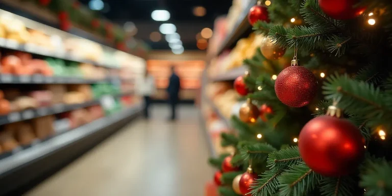 árvore de natal em um supermercado para ilustrar texto sobre natal no varejo