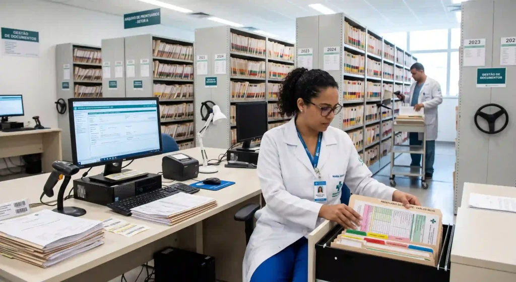 imagem de arquivo de hospital para ilustrar texto sobre gestão de documentos hospitalar