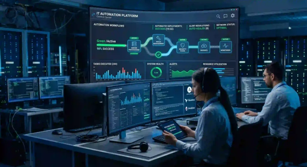 imagem com vários dashboards para ilustrar texto sobre automação de ti