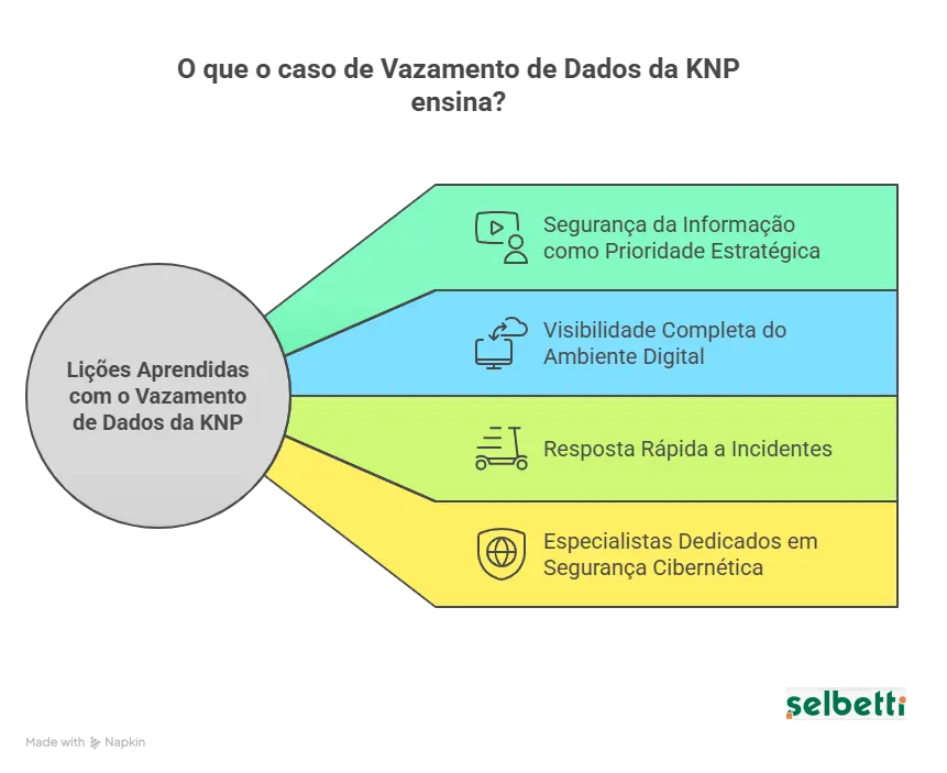 infográfico com as lições do caso de vazamento de dados da KNP