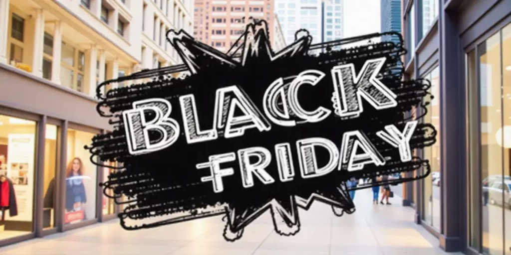 texto blackfriday e ao fundo lojas para ilustrar o texto sobre como vender mais na black friday