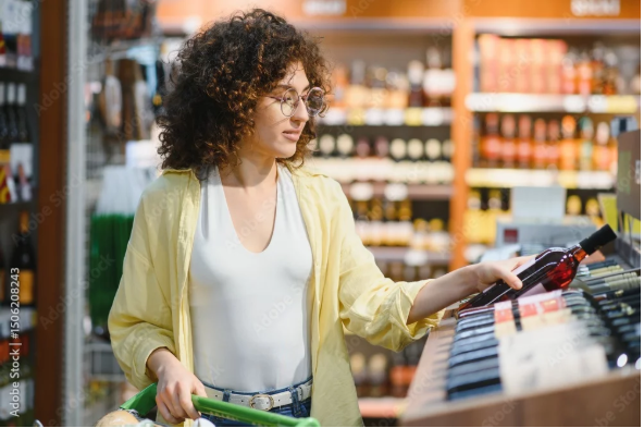 mulher comprando vinho para ilustrar texto sobre cross-selling