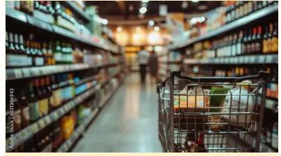 carrinho de supermercado em sessão de vinhos para ilustrar texto sobre recomendação de vinhos