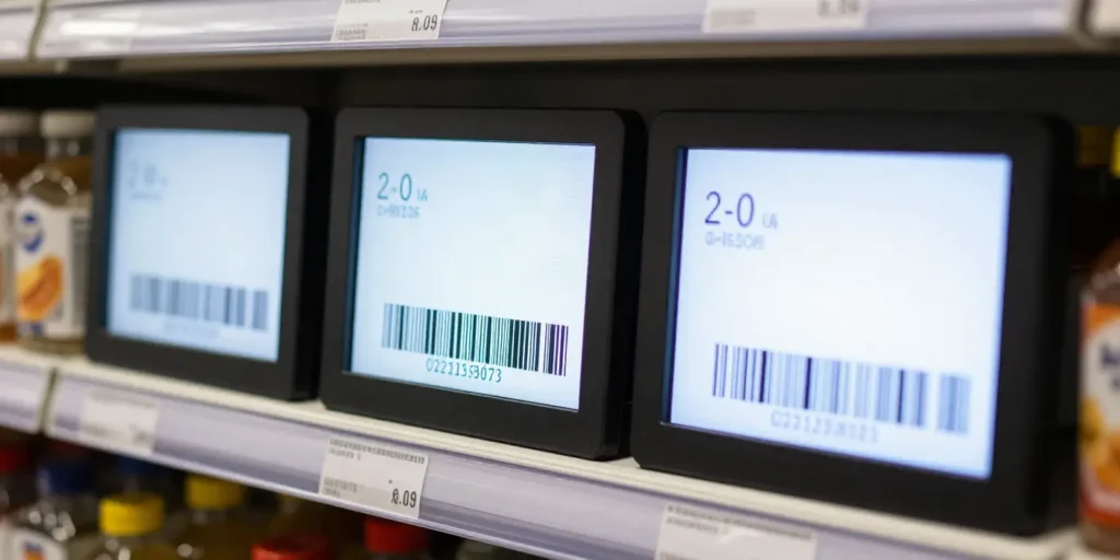 etiquetas eletrônicas em supermercado para ilustrar texto sobre as etiquetas eletrônicas da Selbetti