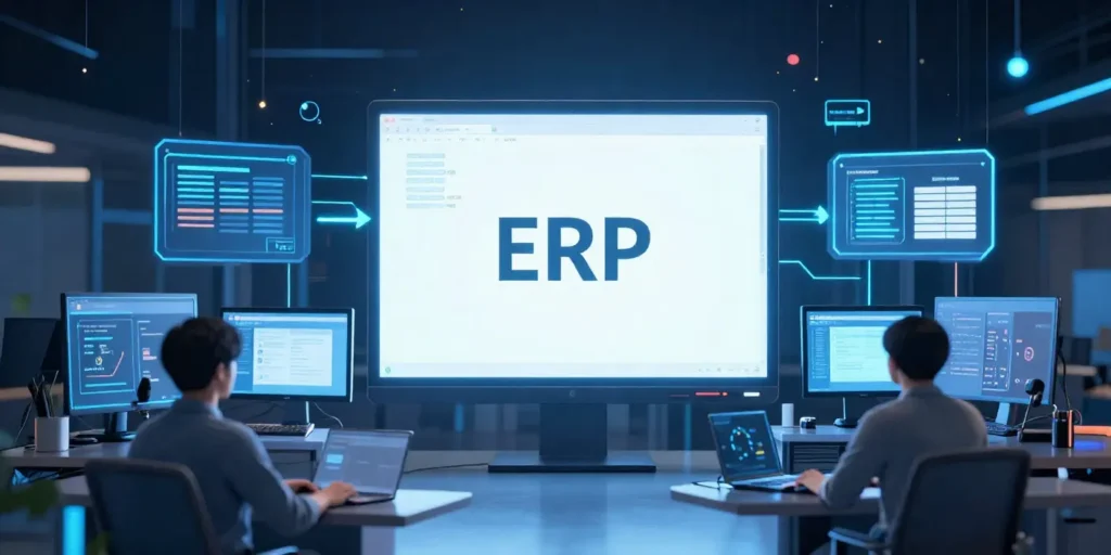 imagem de um sistema ERP com a palavra erp na tela