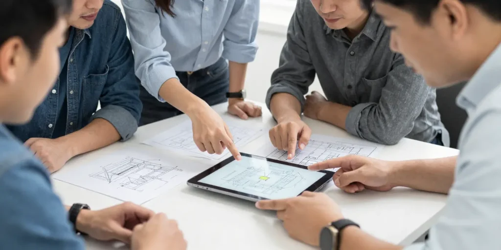 pessoas trabalhando em projeto para ilustrar texto sobre equipes terceirizadas