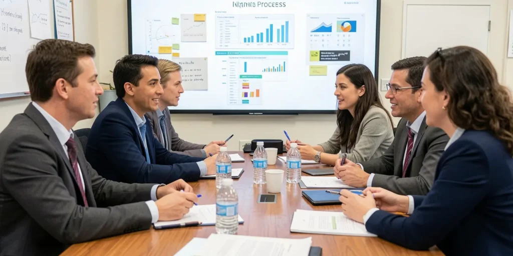 pessoas em reunião para ilustrar texto sobre melhoria de processos