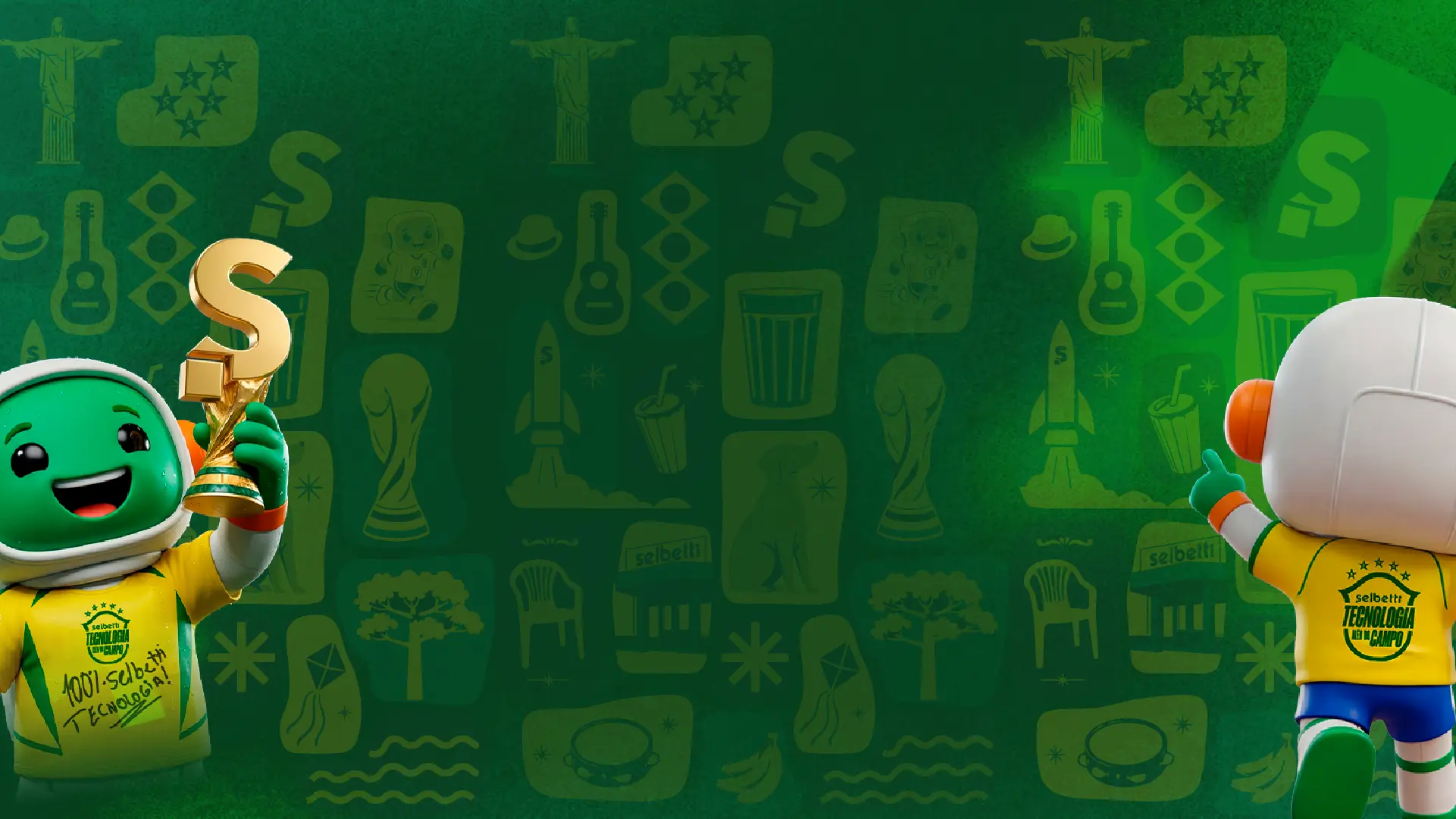 imagem do Orbitti mascote da selbetti e símbolo da campanha de copa de mundo da Selbetti