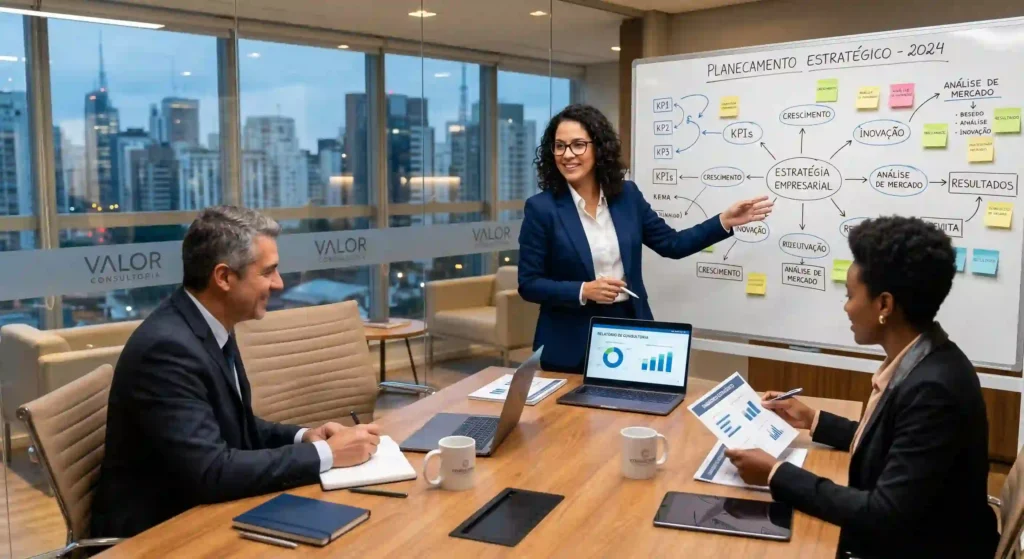 imagem de uma reunião de trabalho para ilustrar texto sobre consultorias empresariais que estão liderando a transformação digital no Brasil