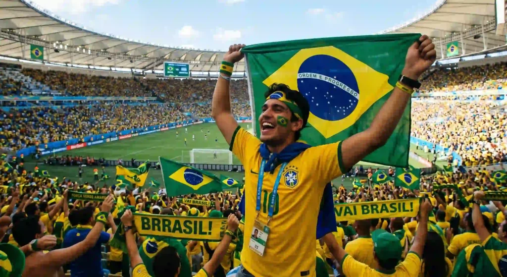 imagem de um torcedor no estádio de futebol para ilustrar texto sobre tecnologia no futebol