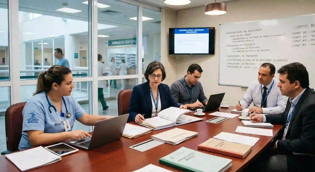 profissionais analisando documentos para ilustrar texto sobre auditoria ona