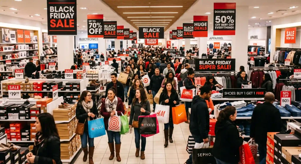 imagem de uma loja cheia durante black friday para ilustrar texto sobre stress testing no varejo
